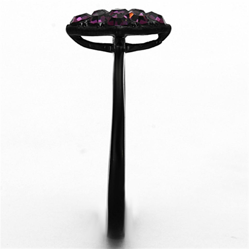 Womens Black Purple Ring Anillo Para Mujer 316L Stainless Steel Ring with Top Grade Crystal in Amethyst Bolsena - Jewelry Store by Erik Rayo