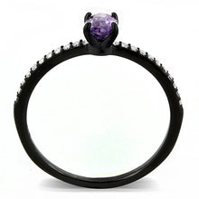 Load image into Gallery viewer, Womens Black Purple Ring Anillo Para Mujer Stainless Steel Ring with AAA Grade CZ in Amethyst Calabria - Jewelry Store by Erik Rayo
