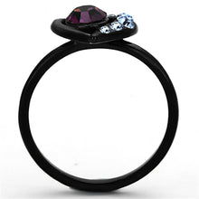 Load image into Gallery viewer, Womens Black Purple Ring Blue Anillo Para Mujer y Ninos Kids 316L Stainless Steel Ring with Top Grade Crystal in Amethyst Ardea - Jewelry Store by Erik Rayo
