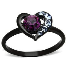 Load image into Gallery viewer, Womens Black Purple Ring Blue Anillo Para Mujer Stainless Steel Ring with Top Grade Crystal in Amethyst Ardea - Jewelry Store by Erik Rayo
