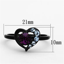 Load image into Gallery viewer, Womens Black Purple Ring Blue Anillo Para Mujer Stainless Steel Ring with Top Grade Crystal in Amethyst Ardea - Jewelry Store by Erik Rayo
