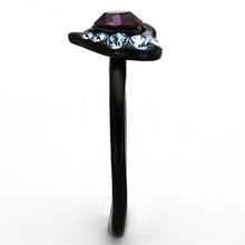 Load image into Gallery viewer, Womens Black Purple Ring Blue Anillo Para Mujer Stainless Steel Ring with Top Grade Crystal in Amethyst Ardea - Jewelry Store by Erik Rayo
