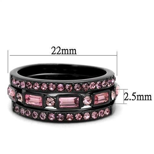 Womens Black Ring Anillo Para Mujer Girls 316L Stainless Steel Ring with Top Grade Crystal in Multi Color Primerose - Jewelry Store by Erik Rayo