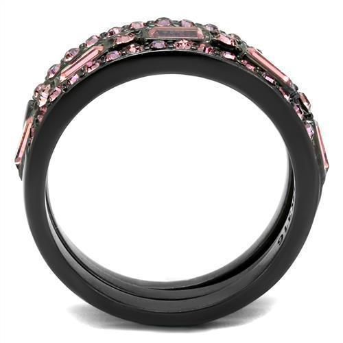 Womens Black Ring Anillo Para Mujer Girls 316L Stainless Steel Ring with Top Grade Crystal in Multi Color Primerose - Jewelry Store by Erik Rayo