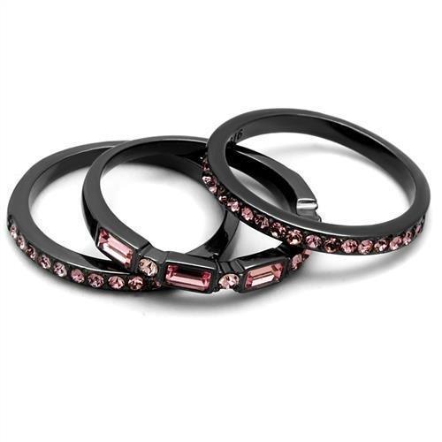 Womens Black Ring Anillo Para Mujer Girls 316L Stainless Steel Ring with Top Grade Crystal in Multi Color Primerose - Jewelry Store by Erik Rayo