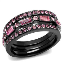 Load image into Gallery viewer, Womens Black Ring Anillo Para Mujer Stainless Steel Ring with Top Grade Crystal in Multi Color Primerose - Jewelry Store by Erik Rayo
