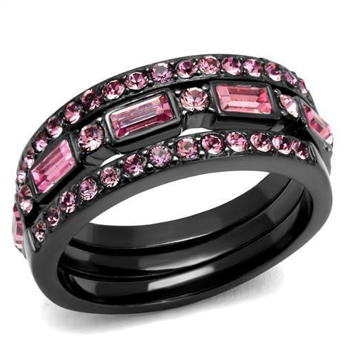 Womens Black Ring Anillo Para Mujer Stainless Steel Ring with Top Grade Crystal in Multi Color Primerose - Jewelry Store by Erik Rayo