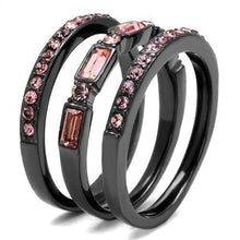 Load image into Gallery viewer, Womens Black Ring Anillo Para Mujer Stainless Steel Ring with Top Grade Crystal in Multi Color Primerose - Jewelry Store by Erik Rayo
