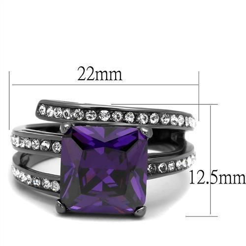 Womens Black Ring Anillo Para Mujer 316L Stainless Steel Ring with AAA Grade CZ in Amethyst Adria - Jewelry Store by Erik Rayo
