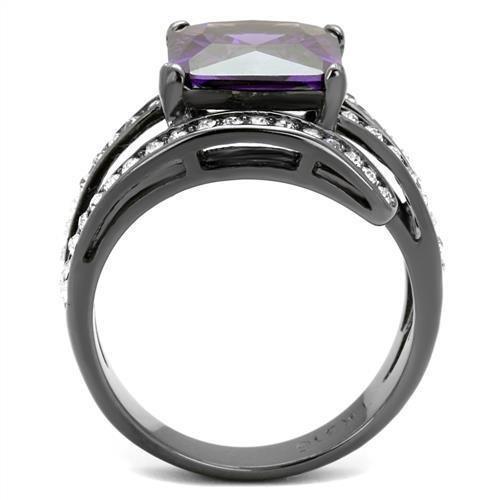 Womens Black Ring Anillo Para Mujer 316L Stainless Steel Ring with AAA Grade CZ in Amethyst Adria - Jewelry Store by Erik Rayo