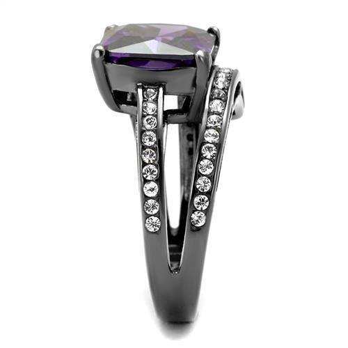 Womens Black Ring Anillo Para Mujer 316L Stainless Steel Ring with AAA Grade CZ in Amethyst Adria - Jewelry Store by Erik Rayo