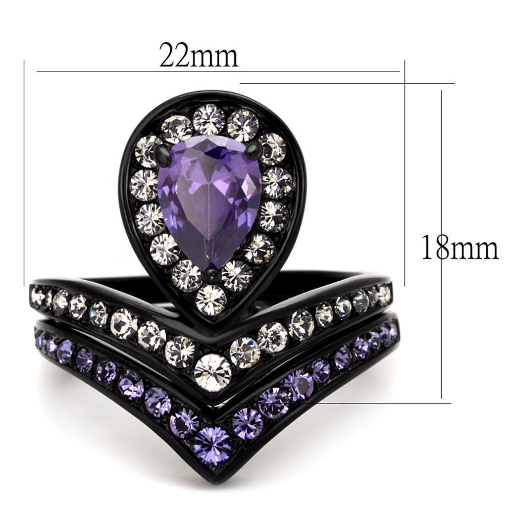 Womens Black Ring Anillo Para Mujer 316L Stainless Steel Ring with AAA Grade CZ in Amethyst Anah - Jewelry Store by Erik Rayo