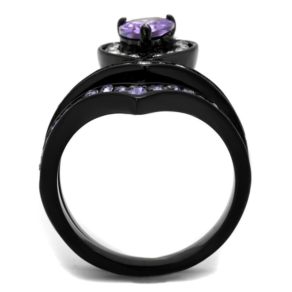 Womens Black Ring Anillo Para Mujer 316L Stainless Steel Ring with AAA Grade CZ in Amethyst Anah - Jewelry Store by Erik Rayo