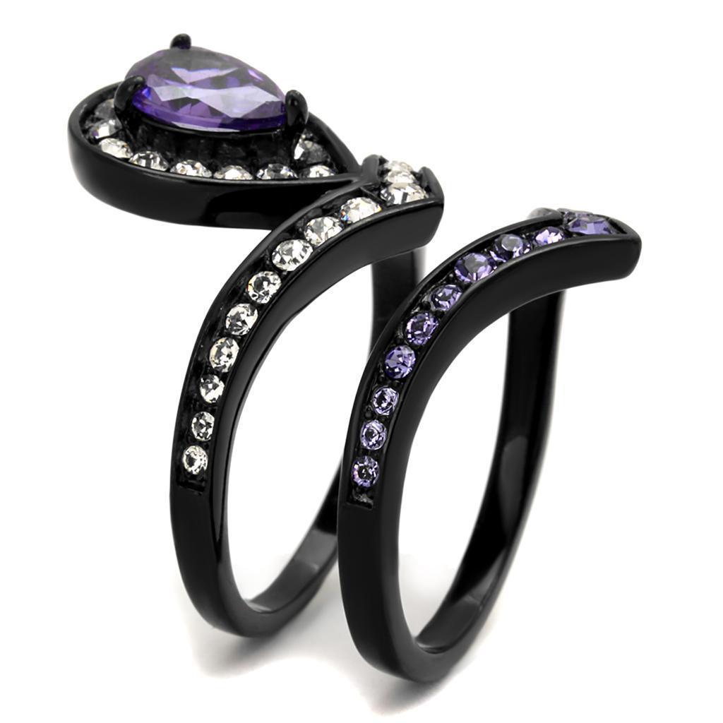 Womens Black Ring Anillo Para Mujer 316L Stainless Steel Ring with AAA Grade CZ in Amethyst Anah - Jewelry Store by Erik Rayo