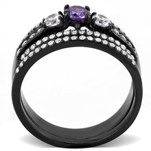 Load image into Gallery viewer, Womens Black Ring Anillo Para Mujer y Ninos Kids 316L Stainless Steel Ring with AAA Grade CZ in Amethyst Atri - Jewelry Store by Erik Rayo
