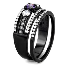 Load image into Gallery viewer, Womens Black Ring Anillo Para Mujer y Ninos Kids 316L Stainless Steel Ring with AAA Grade CZ in Amethyst Atri - Jewelry Store by Erik Rayo
