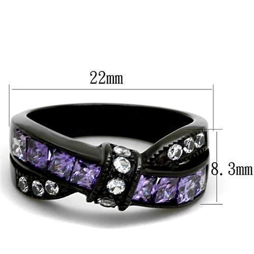 Womens Black Ring Anillo Para Mujer 316L Stainless Steel Ring with AAA Grade CZ in Amethyst Tabitha - Jewelry Store by Erik Rayo