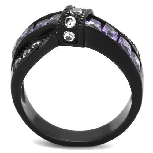 Womens Black Ring Anillo Para Mujer 316L Stainless Steel Ring with AAA Grade CZ in Amethyst Tabitha - Jewelry Store by Erik Rayo