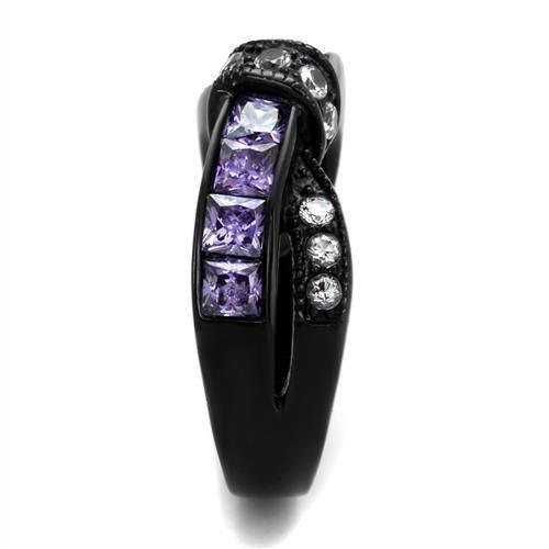 Womens Black Ring Anillo Para Mujer 316L Stainless Steel Ring with AAA Grade CZ in Amethyst Tabitha - Jewelry Store by Erik Rayo