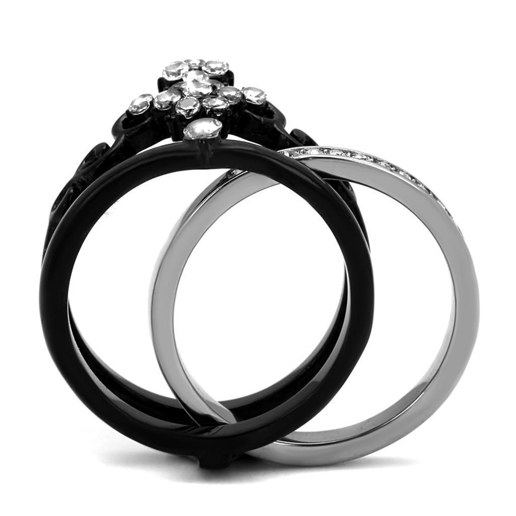 Womens Black Ring Anillo Para Mujer 316L Stainless Steel Ring with AAA Grade CZ in Clear Ada - Jewelry Store by Erik Rayo
