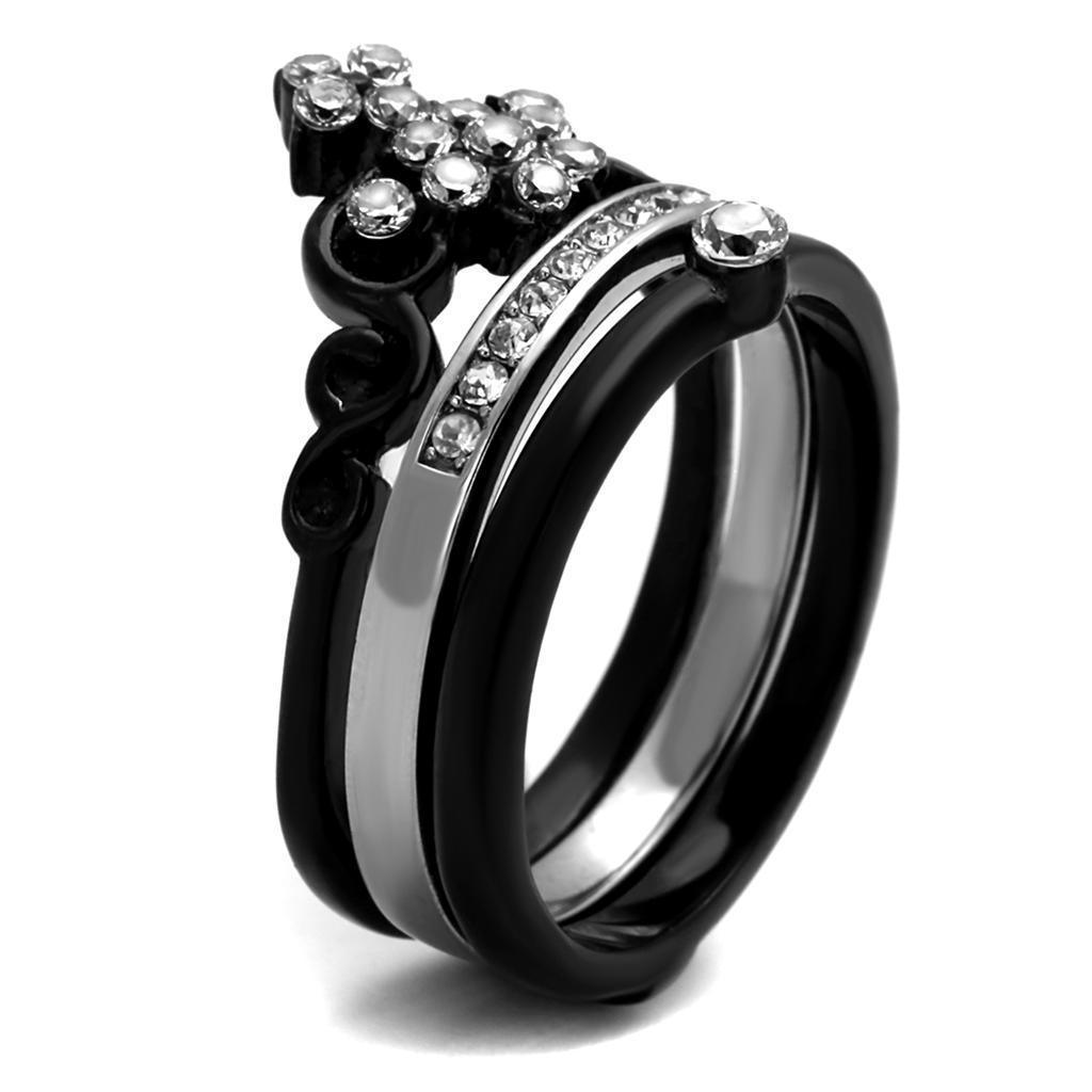 Womens Black Ring Anillo Para Mujer 316L Stainless Steel Ring with AAA Grade CZ in Clear Ada - Jewelry Store by Erik Rayo