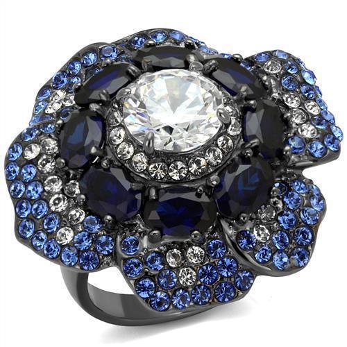 Womens Black Ring Anillo Para Mujer 316L Stainless Steel Ring with AAA Grade CZ in Clear Lydia - Jewelry Store by Erik Rayo