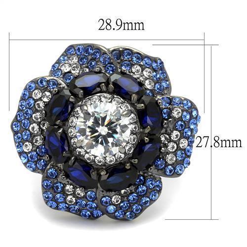 Womens Black Ring Anillo Para Mujer 316L Stainless Steel Ring with AAA Grade CZ in Clear Lydia - Jewelry Store by Erik Rayo