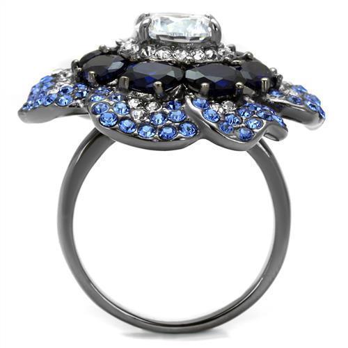 Womens Black Ring Anillo Para Mujer 316L Stainless Steel Ring with AAA Grade CZ in Clear Lydia - Jewelry Store by Erik Rayo