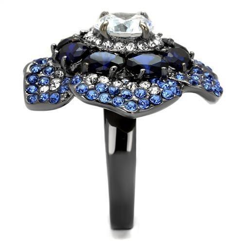 Womens Black Ring Anillo Para Mujer 316L Stainless Steel Ring with AAA Grade CZ in Clear Lydia - Jewelry Store by Erik Rayo