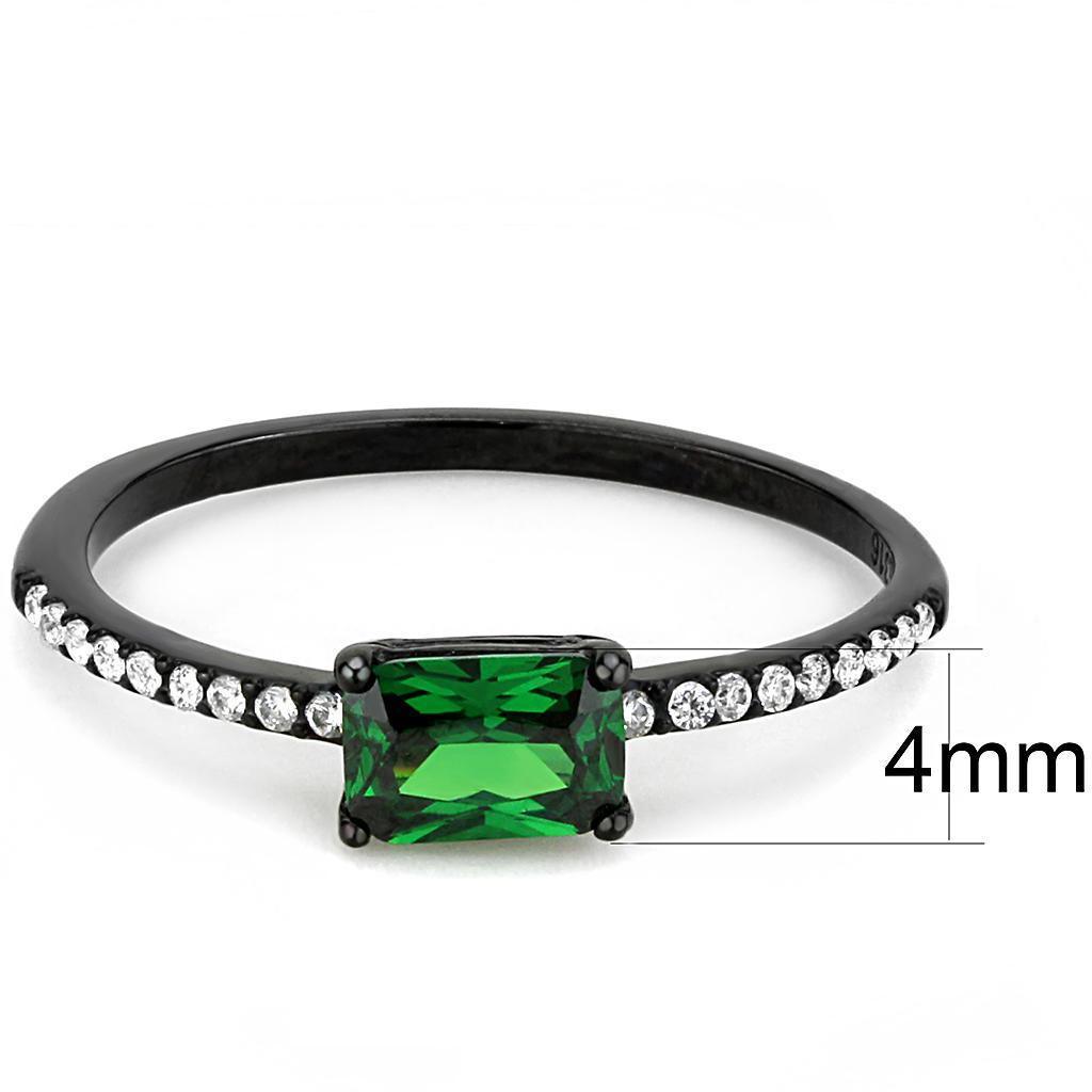 Womens Black Ring Anillo Para Mujer 316L Stainless Steel Ring with AAA Grade CZ in Emerald Lanciano - Jewelry Store by Erik Rayo