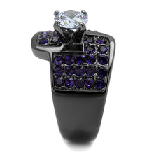 Load image into Gallery viewer, Womens Black Ring Anillo Para Mujer y Ninos Kids 316L Stainless Steel Ring with AAA Grade CZ in Light Amethyst Giuliana - Jewelry Store by Erik Rayo
