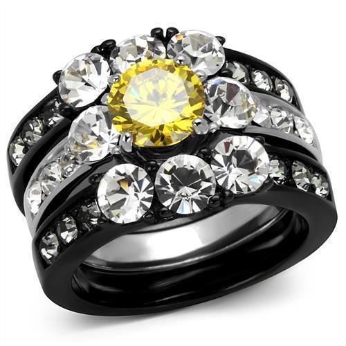 Womens Black Ring Anillo Para Mujer 316L Stainless Steel Ring with AAA Grade CZ in Topaz Audrina - Jewelry Store by Erik Rayo