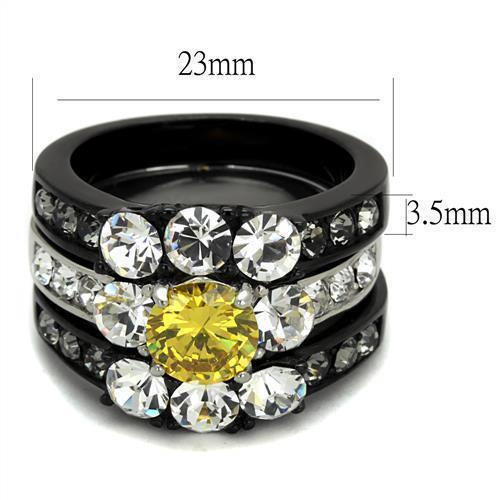Womens Black Ring Anillo Para Mujer 316L Stainless Steel Ring with AAA Grade CZ in Topaz Audrina - Jewelry Store by Erik Rayo