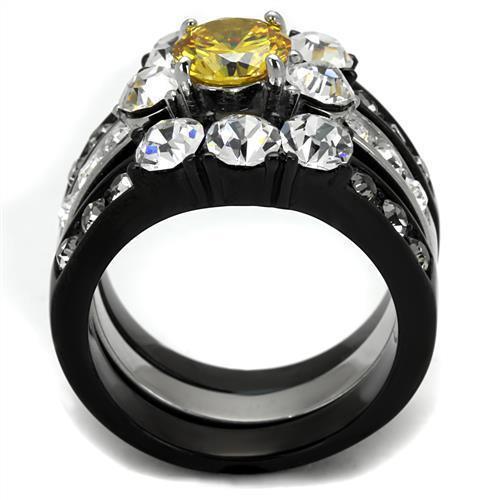 Womens Black Ring Anillo Para Mujer 316L Stainless Steel Ring with AAA Grade CZ in Topaz Audrina - Jewelry Store by Erik Rayo