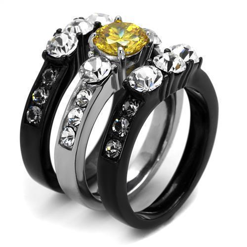 Womens Black Ring Anillo Para Mujer 316L Stainless Steel Ring with AAA Grade CZ in Topaz Audrina - Jewelry Store by Erik Rayo