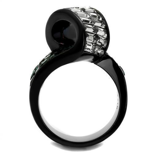 Womens Black Ring Anillo Para Mujer 316L Stainless Steel Ring with Glass in Blue Zircon Bella - Jewelry Store by Erik Rayo
