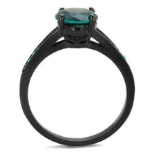 Load image into Gallery viewer, Womens Black Ring Anillo Para Mujer y Ninos Kids 316L Stainless Steel Ring with Glass in Blue Zircon Hannah - Jewelry Store by Erik Rayo
