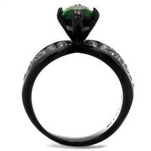 Load image into Gallery viewer, Womens Black Ring Anillo Para Mujer y Ninos Kids 316L Stainless Steel Ring with Glass in Emerald Treviso - Jewelry Store by Erik Rayo
