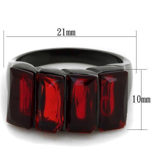Womens Black Ring Anillo Para Mujer 316L Stainless Steel Ring with Glass in Siam Cortona - Jewelry Store by Erik Rayo