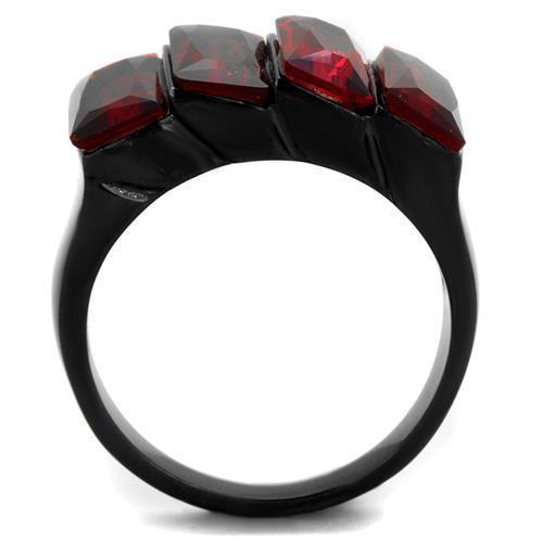 Womens Black Ring Anillo Para Mujer 316L Stainless Steel Ring with Glass in Siam Cortona - Jewelry Store by Erik Rayo