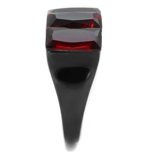 Womens Black Ring Anillo Para Mujer 316L Stainless Steel Ring with Glass in Siam Cortona - Jewelry Store by Erik Rayo