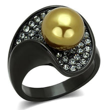 Load image into Gallery viewer, Womens Black Ring Anillo Para Mujer y Ninos Kids 316L Stainless Steel Ring with Synthetic Pearl in Champagne Spoleto - Jewelry Store by Erik Rayo
