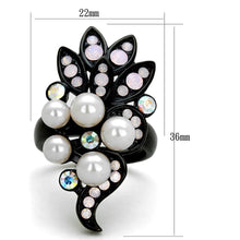 Load image into Gallery viewer, Womens Black Ring Anillo Para Mujer y Ninos Kids 316L Stainless Steel Ring with Synthetic Pearl in Light Rose Myriam - Jewelry Store by Erik Rayo
