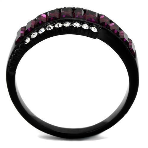 Womens Black Ring Anillo Para Mujer 316L Stainless Steel Ring with Top Grade Crystal in Amethyst Agar - Jewelry Store by Erik Rayo