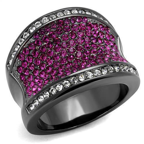 Womens Black Ring Anillo Para Mujer 316L Stainless Steel Ring with Top Grade Crystal in Amethyst Alika - Jewelry Store by Erik Rayo