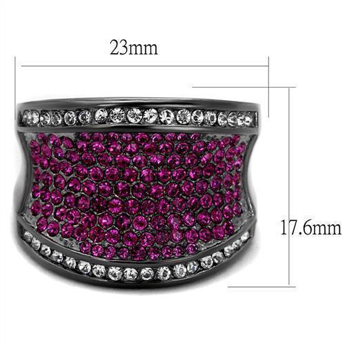 Womens Black Ring Anillo Para Mujer 316L Stainless Steel Ring with Top Grade Crystal in Amethyst Alika - Jewelry Store by Erik Rayo