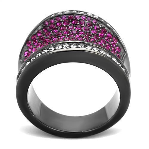 Womens Black Ring Anillo Para Mujer 316L Stainless Steel Ring with Top Grade Crystal in Amethyst Alika - Jewelry Store by Erik Rayo