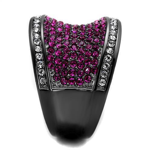 Womens Black Ring Anillo Para Mujer 316L Stainless Steel Ring with Top Grade Crystal in Amethyst Alika - Jewelry Store by Erik Rayo