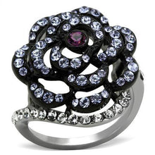 Load image into Gallery viewer, Womens Black Ring Anillo Para Mujer y Ninos Kids 316L Stainless Steel Ring with Top Grade Crystal in Amethyst Desio - Jewelry Store by Erik Rayo
