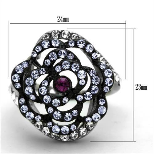 Womens Black Ring Anillo Para Mujer 316L Stainless Steel Ring with Top Grade Crystal in Amethyst Desio - Jewelry Store by Erik Rayo